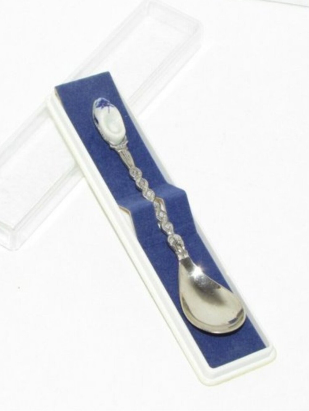 Vintage Collector Spoon Delft Blue & White Porcelain Dutch Shoe Souvenir